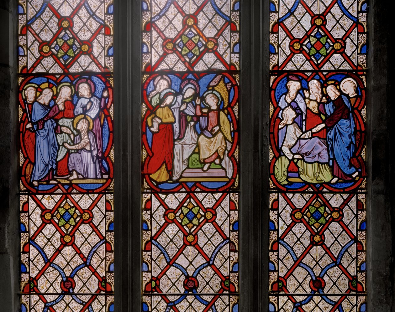 Raising Of Lazarus, The Marys at The Tomb, and the Raising of Jairuss Daughter, detalje, 1850 (farvet glas) af Augustus Welby Northmore Pugin