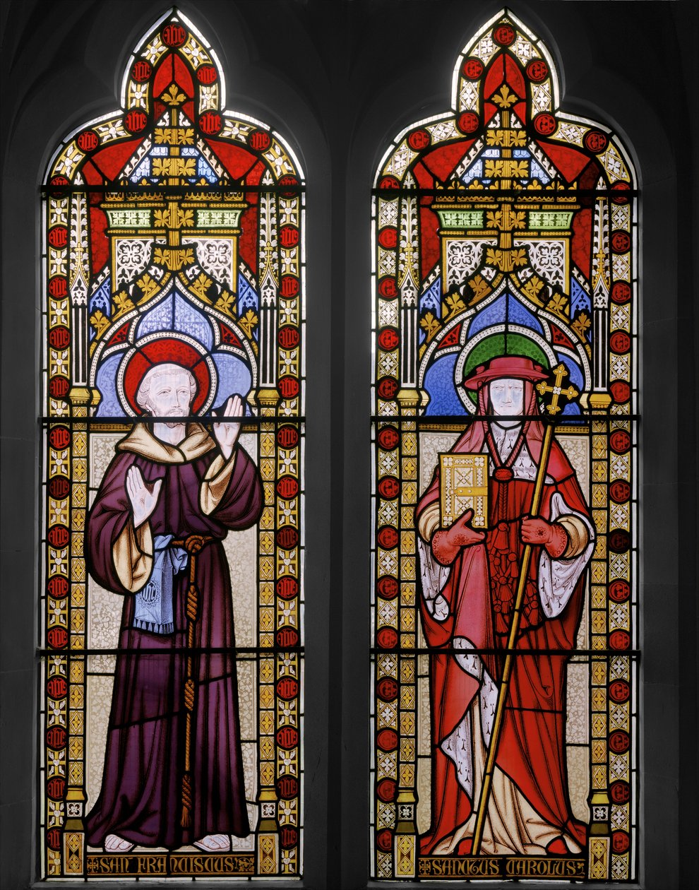 Frans af Assissi og Sankt Carolus, 1847 (glasmaleri) af Augustus Welby Northmore Pugin