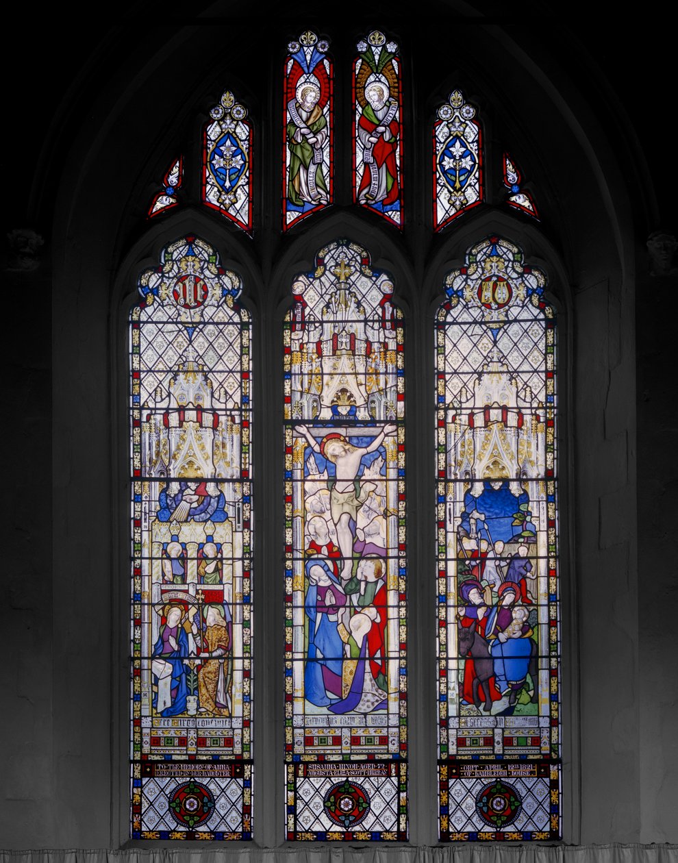 Bebudelsen, korsfæstelsen og flugten til Egypten, 1853 (farvet glas) af Augustus Welby Northmore Pugin
