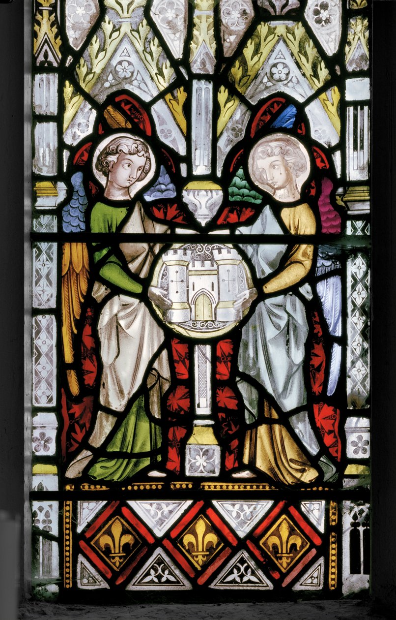 Virgin & Christ med scener fra hendes liv, detaljer, 1851 (farvet glas) af Augustus Welby Northmore Pugin
