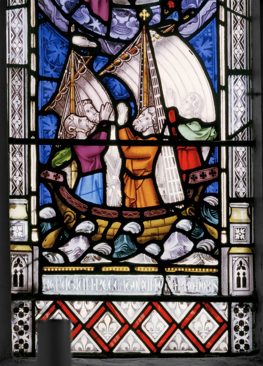 Virgin & Christ med scener fra hendes liv, detaljer, 1851 (farvet glas) af Augustus Welby Northmore Pugin