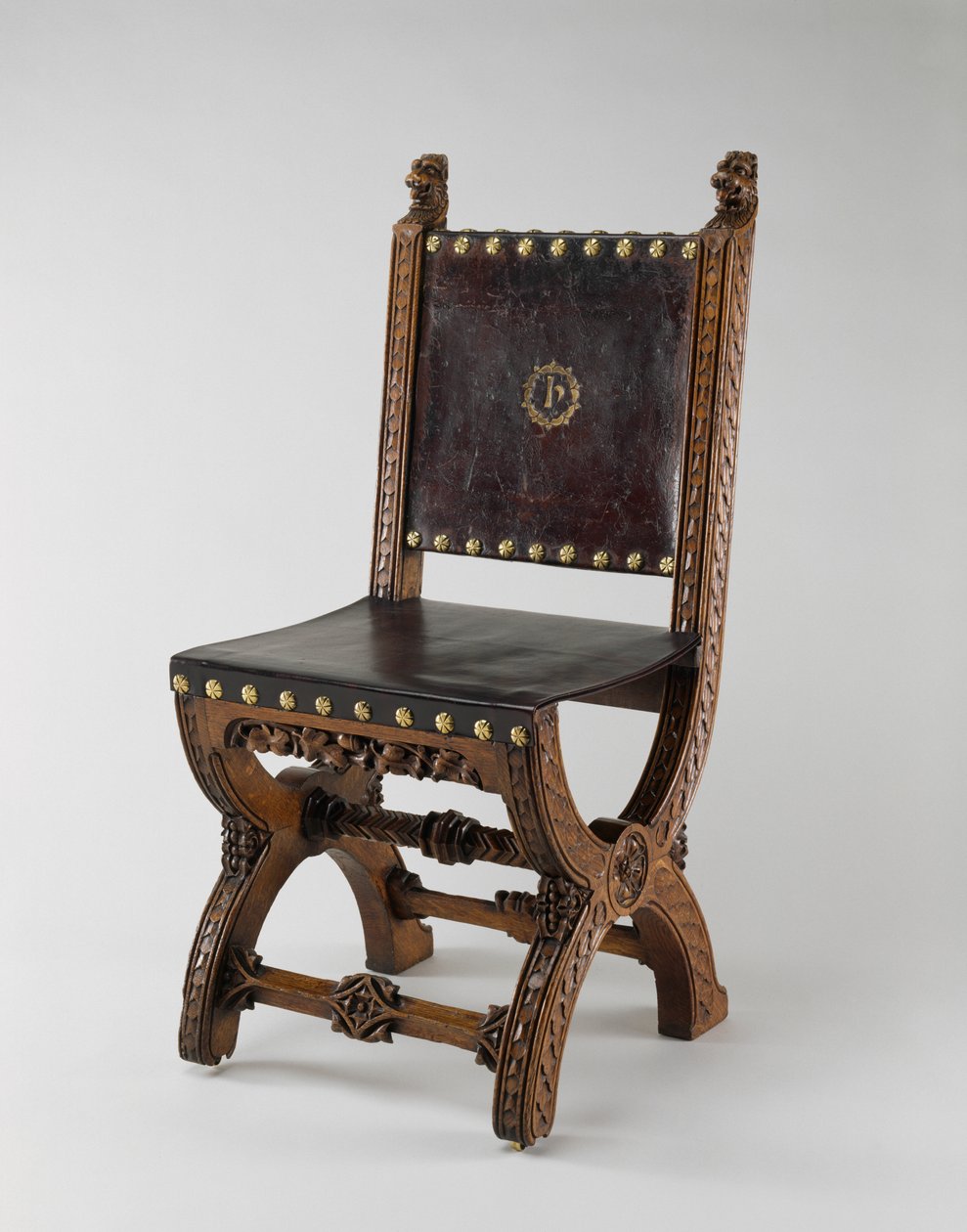 X-Frame Chair, lavet af John Webb, ca. 1847 (eg, læder og messing) af Augustus Welby Northmore Pugin