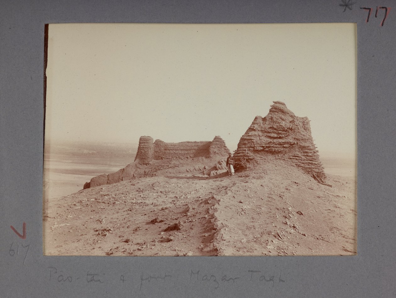Udsigt over Mazar Tagh (s/h-foto) af Aurel Stein
