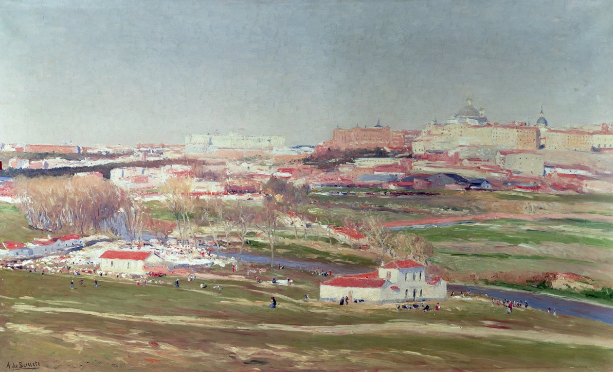 Pradera de San Isidro og Palacio Real hinsides, Madrid af Aureliano de Beruete