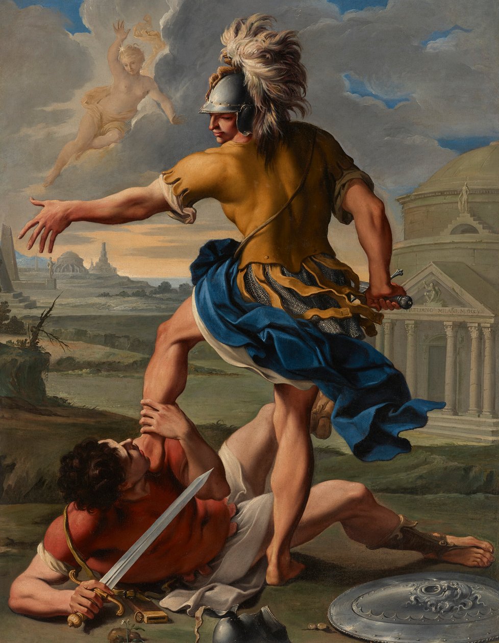 Kampen mellem Aeneas og Turnus af Aureliano Milani