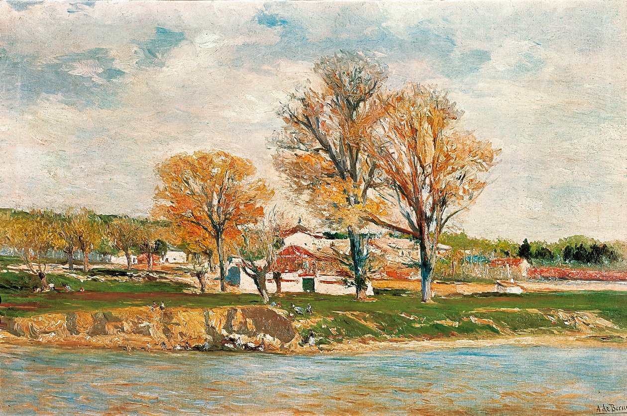 Aureliano de Beruete og Moret (1845-1912) - The Banks of the Apples River. Olie på lærred. af Aureliano de Beruete