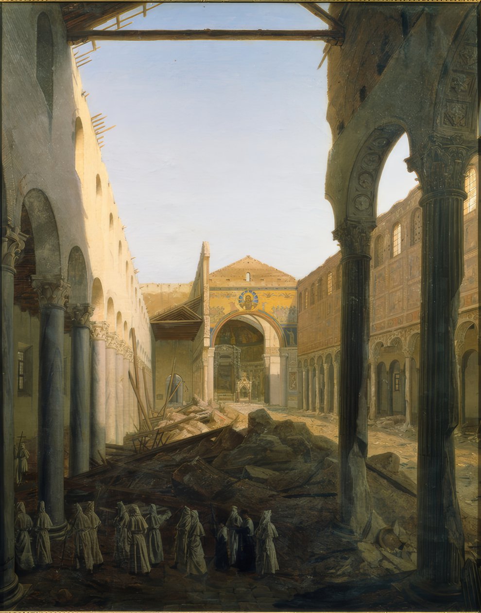 Interiør i San Paolo fuori le mura efter branden i 1823 af Aurèle Robert