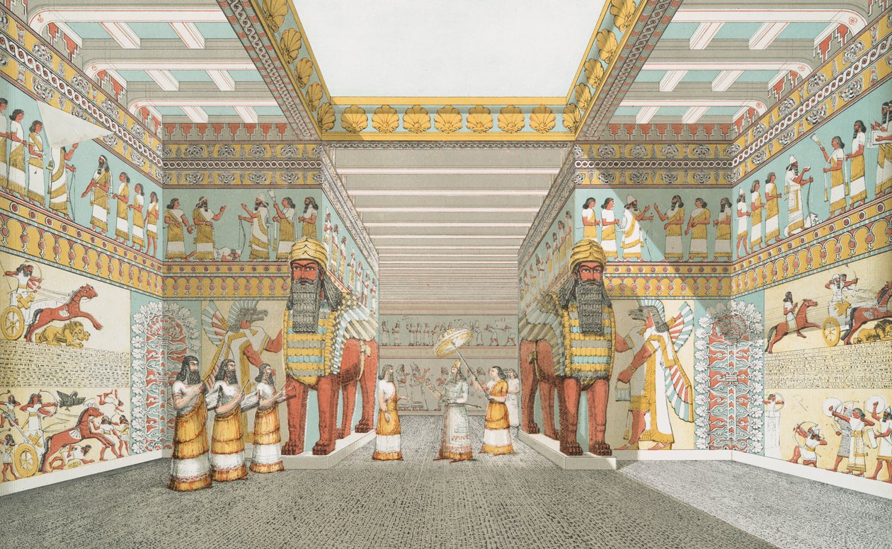 Hall i assyrisk palads (restaureret), 1849 af Austen Henry Layard