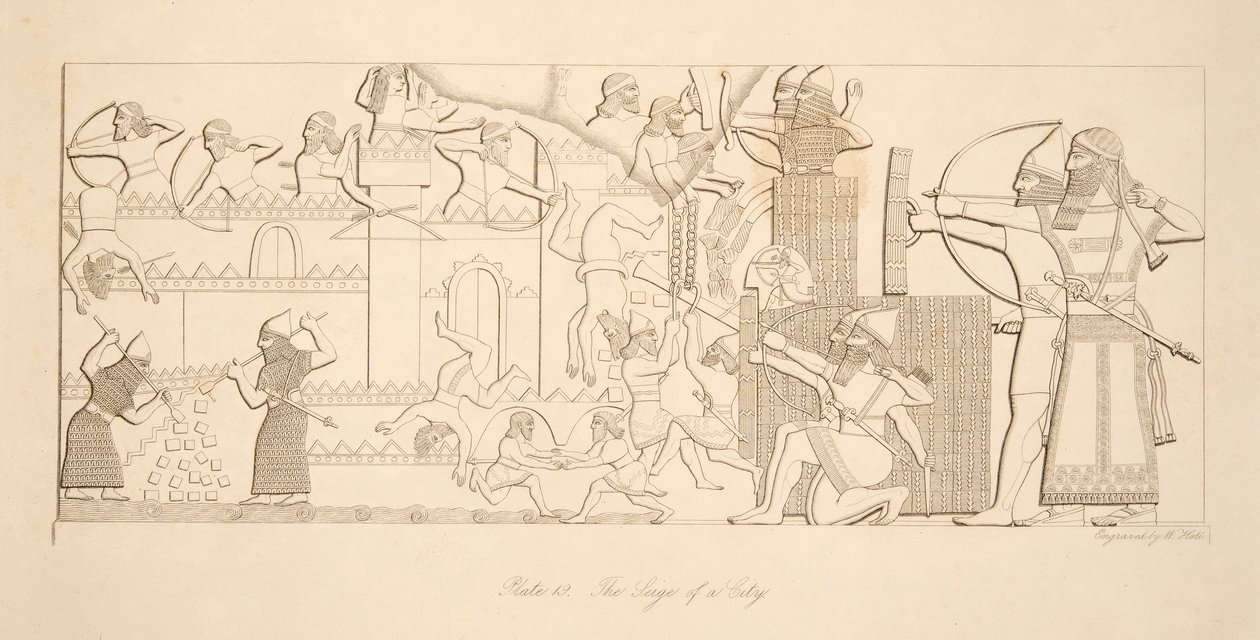 The Siege of a City, fra Monuments of Nineveh, pub. 1849 af Austen Henry Layard