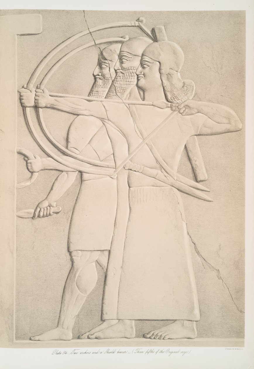 To bueskytter og en skjoldbærer, 1849 af Austen Henry Layard