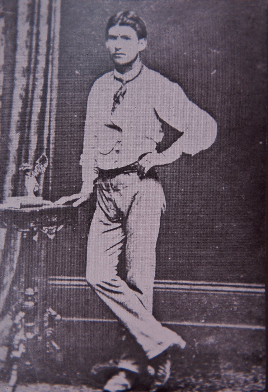 Kelly Gang-medlem Steve Hart, der døde i flammerne på Glenrowan Hotel, 28. juni 1880 (s/h-foto) af Australian Photographer