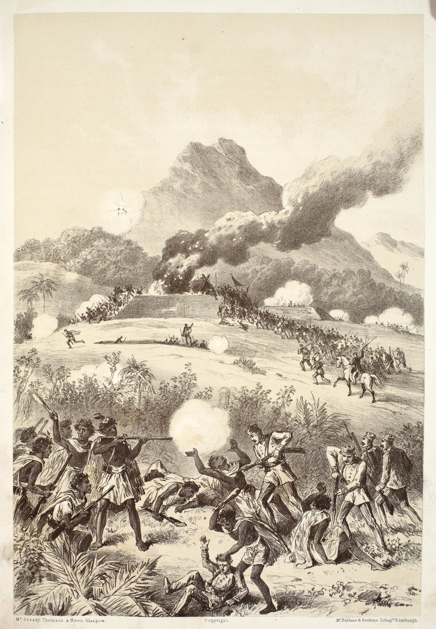 At tage en Maori-skanse, fra The History of Australasia af David Blair, McGrady, Thomson og Niven, 1879 af Australian School