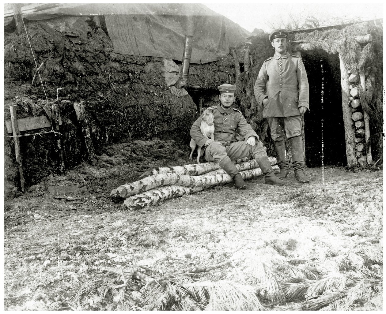 Østrigske soldater med hund, 1914-18 af Austrian Photographer