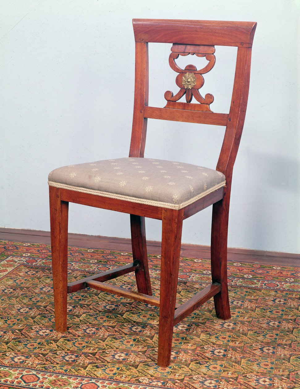 Stol, Biedermeier stil, ca.1820 (frugttræ med messingbeslag) af Austrian School