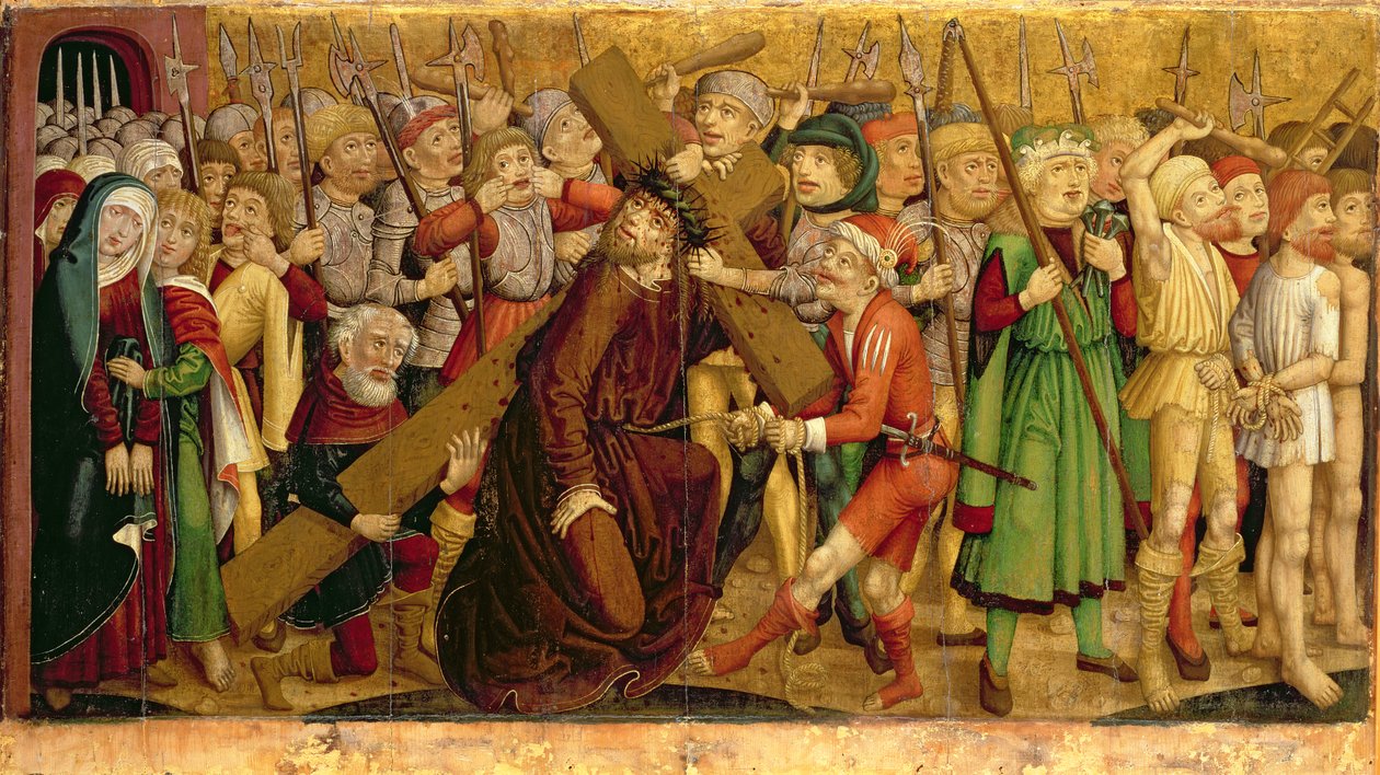 Kristus bærer korset, 1460 (tempera på panel) af Austrian School