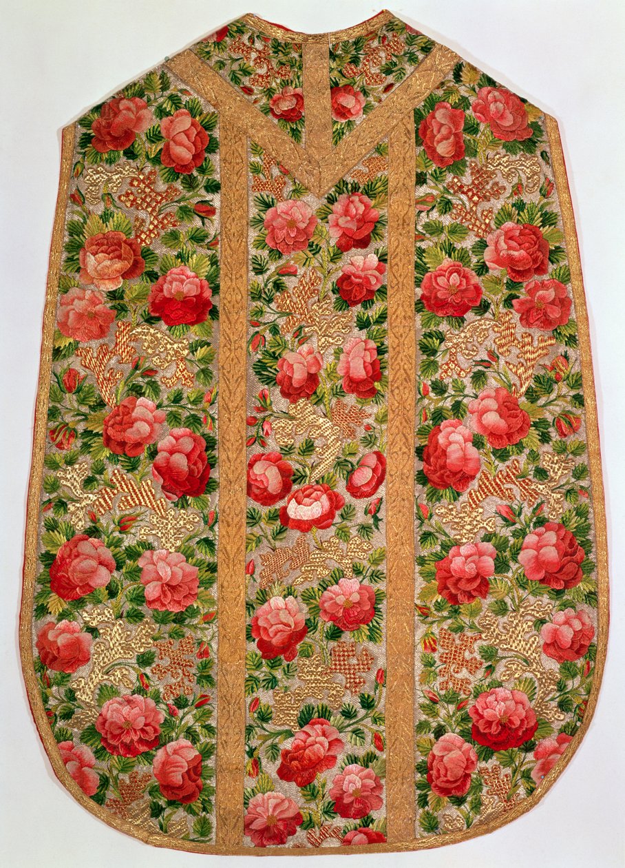 Broderet kasubel fra det såkaldte Rose Pontifical-sæt, Wien, ca. 1700 (silke) af Austrian School