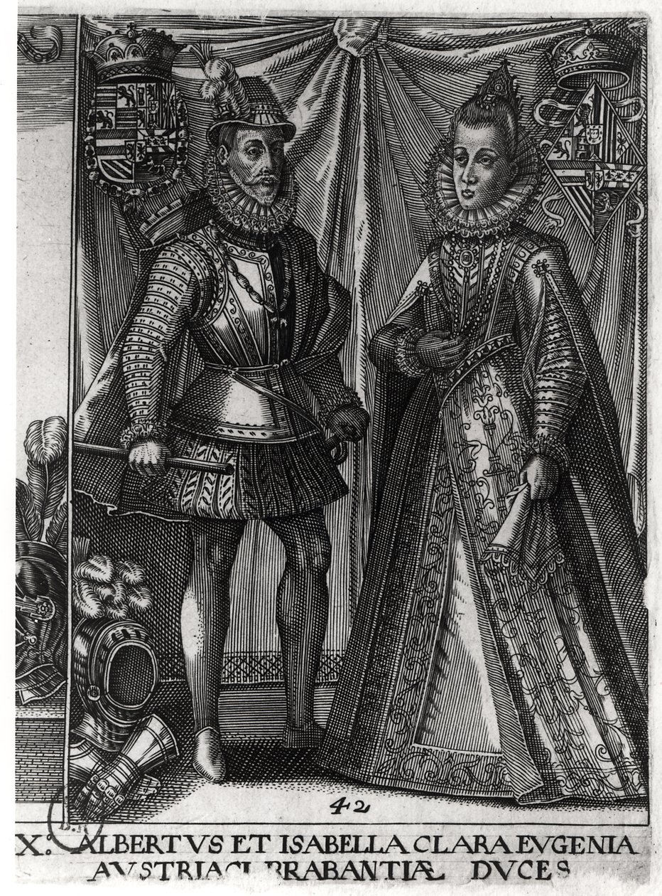 Portræt af Albert, ærkehertug af Østrig (1559-1621) og hans kone Isabella Clara Eugenia (1566-1633) ærkehertuginde af Østrig, 1613 af Austrian School