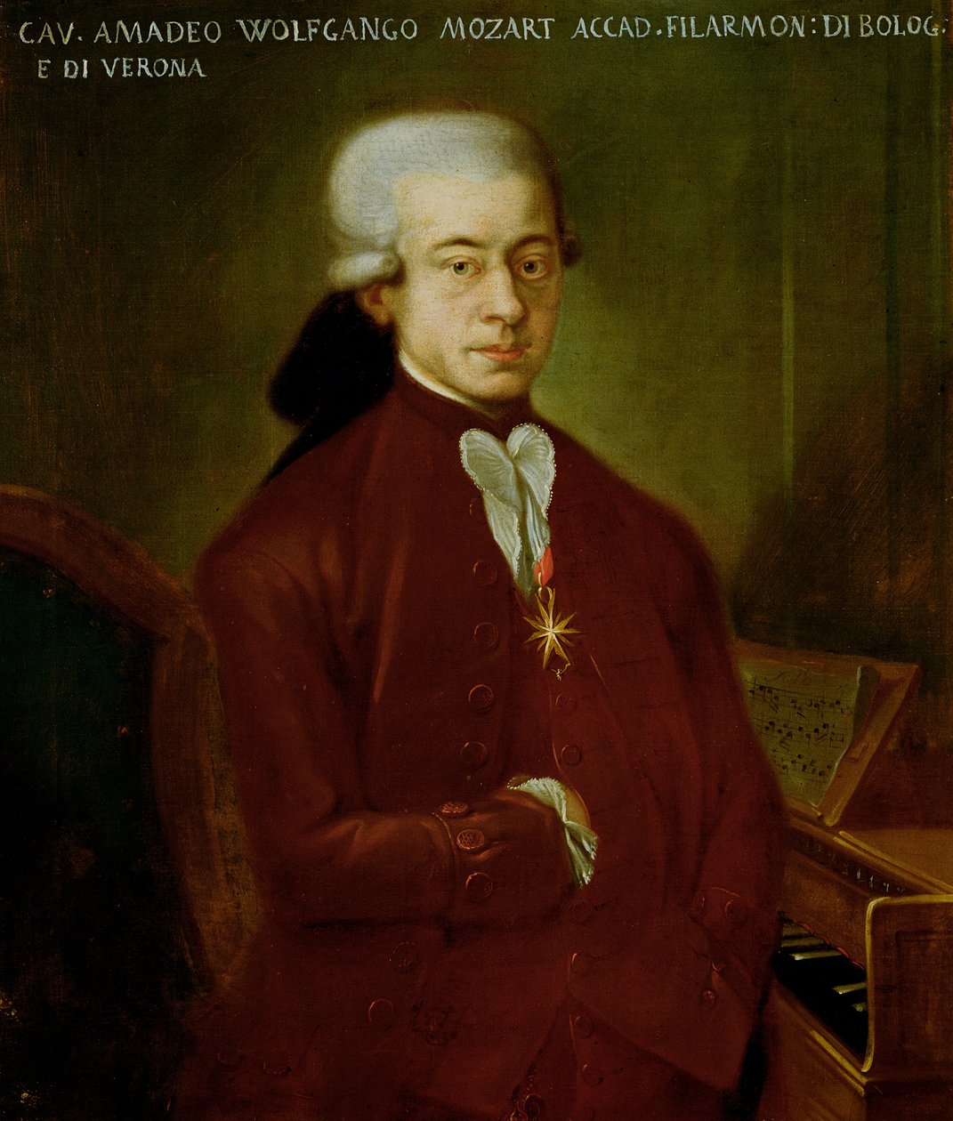 Portræt af Wolfgang Amadeus Mozart (1756-91) efter 1770 af Austrian School