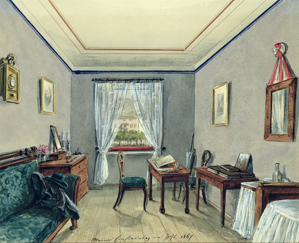 Artists Studio i Bad Ischl, 1867 (wc på papir) af Austrian School