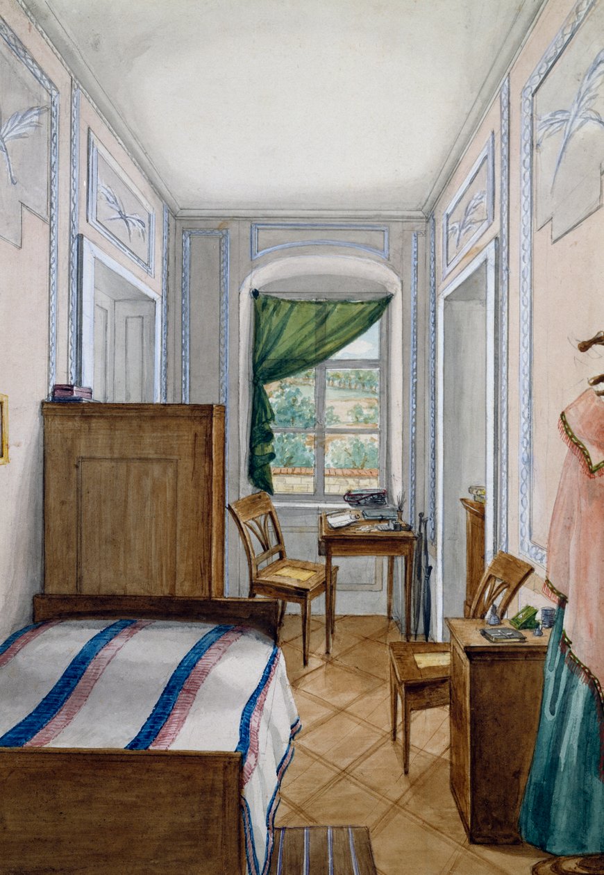 Biedermeier stil lille værelse, akvarel, Østrig af Austrian School