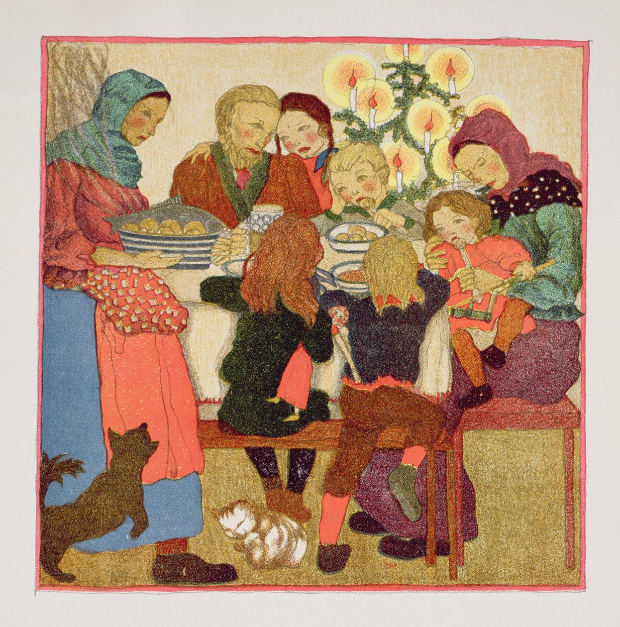 Festmåltid juleaften, ca. 1910, fra 
