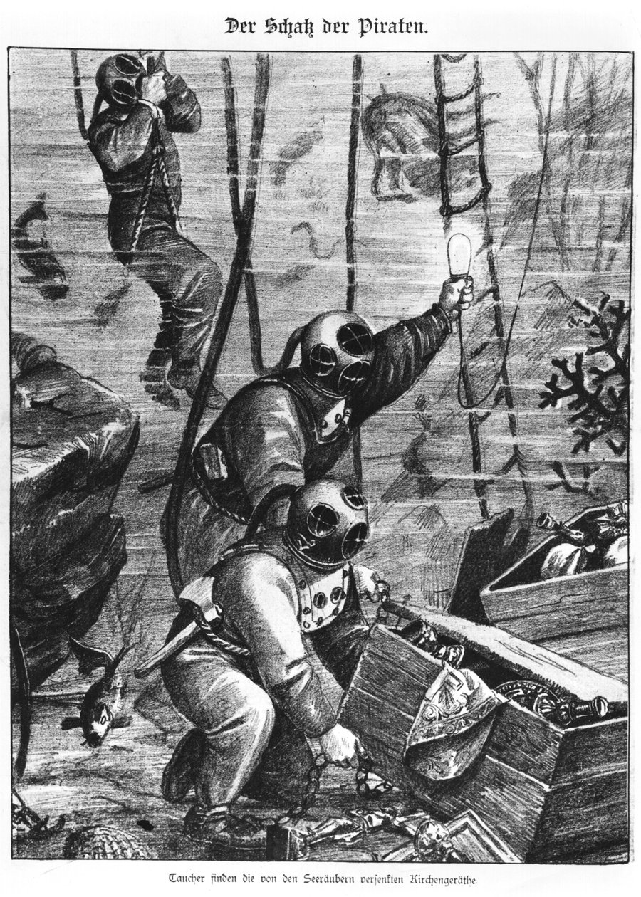 Dykkere finder piraters skatte, 1897 af Austrian School