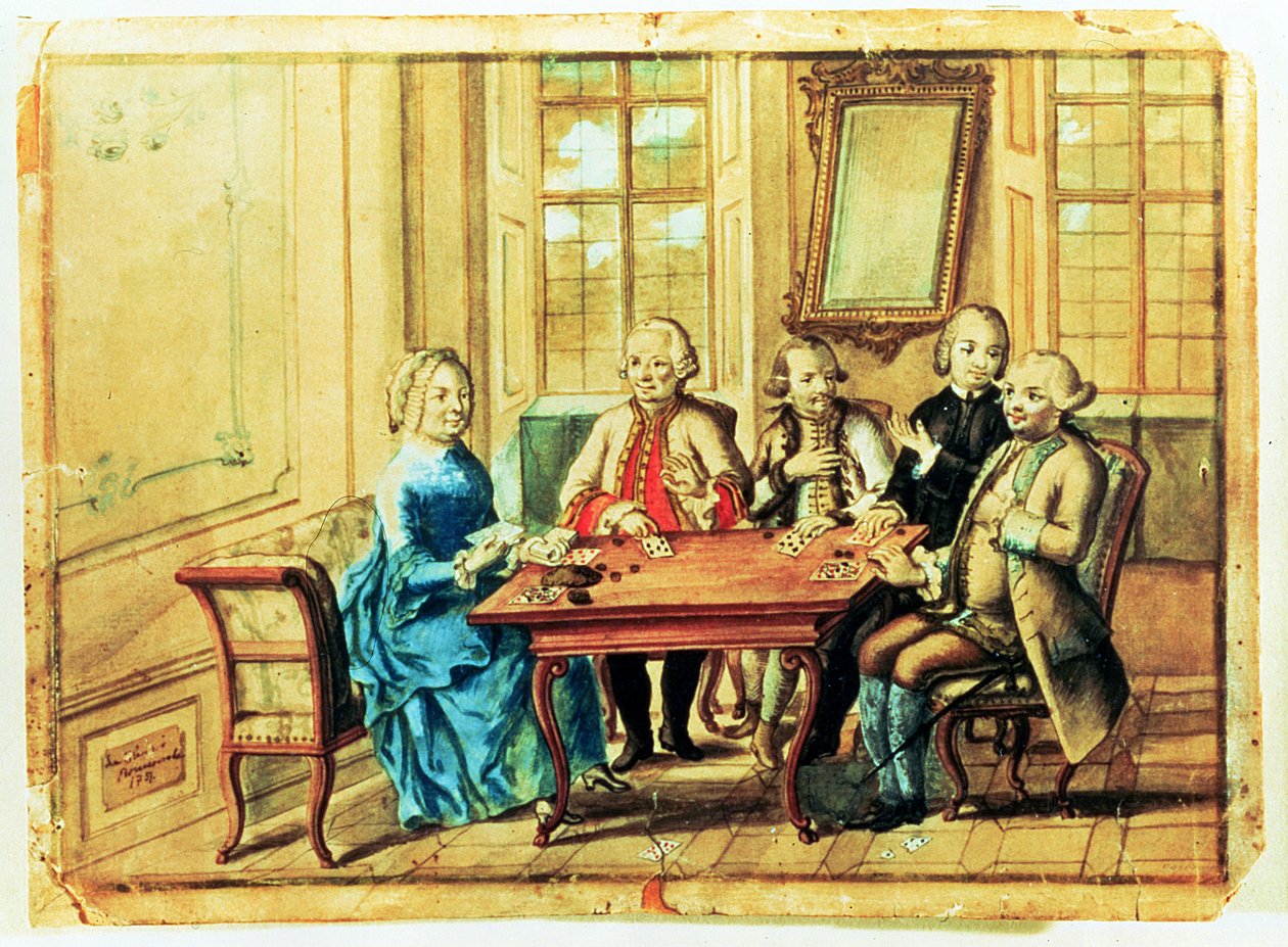 Kejserinde Maria Teresa af Østrig spiller kort med feltmarskal Karoly Batthyany (1698-1772), Nadasky og feltmarskal Leopold Joseph, greve von Daun (1705-66), 1751 af Austrian School