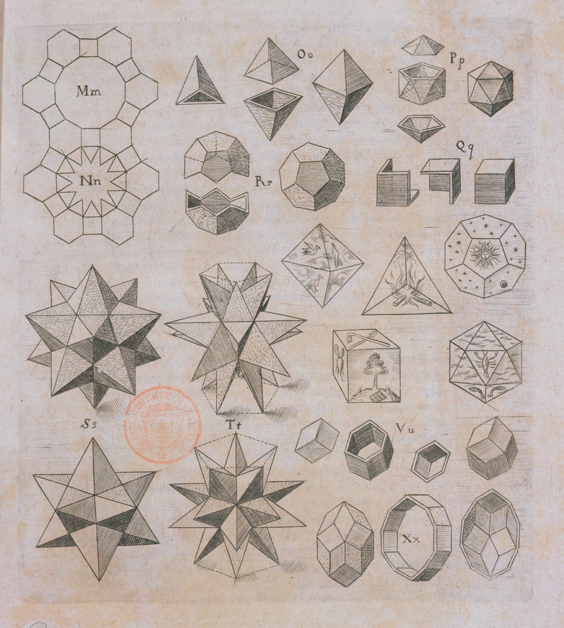 Geometriske former, fra Harmonices Mundi af Johannes Kepler (1571-1630) udgivet i Linz, 1619 af Austrian School