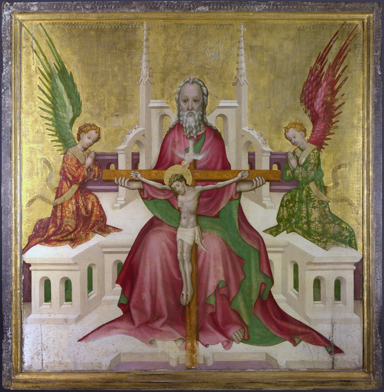 ""Den hellige treenighed og Kristus korsfæstet"" Maleri af den østrigske skole, ca. 1410 Dim 118,1 x 114,9 cm London National Gallery af Austrian School
