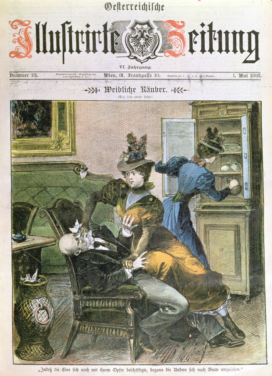 Lady Robbers, forsiden af Illustrierte Zeitung, maj 1897 af Austrian School