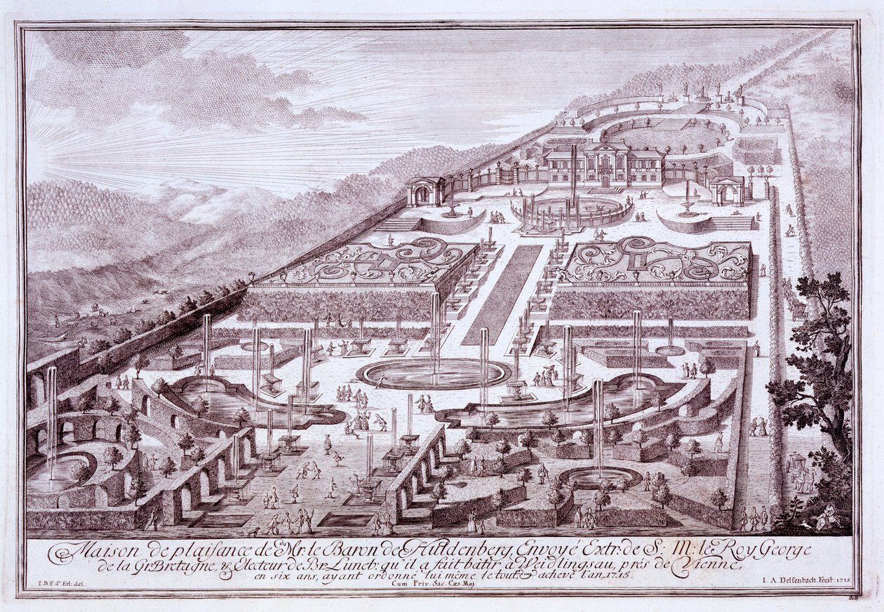 Baron de Huldenburgs storslåede haver og palads, bygget af ham i Widlingsau, 1719 af Austrian School