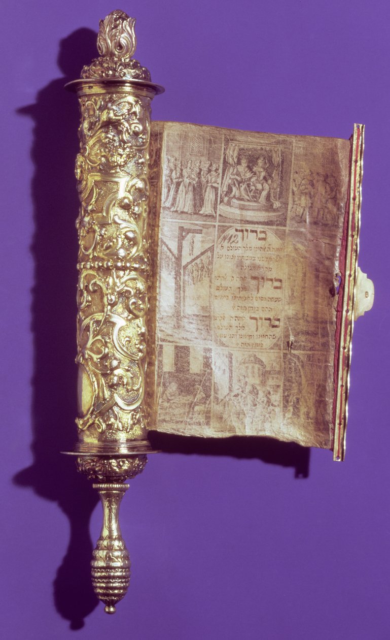 Megillah (Esters rulle) i sølvkasse, Wien, ca. 1715 af Austrian School