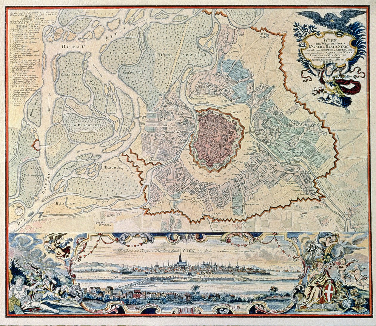 Plan over byen Wien, efter en gravering fra 1720 (gravering) af Austrian School