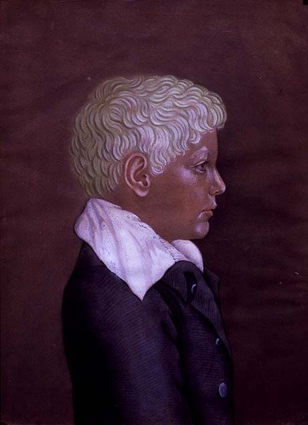 Portræt af en hørhåret dreng, ca. 1830 (akvarel på papir) af Austrian School