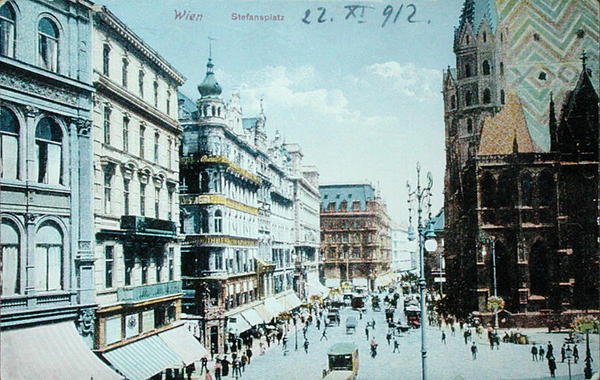 Postkort med Stefanspladsen og Stefanskatedralen, Wien af Austrian School