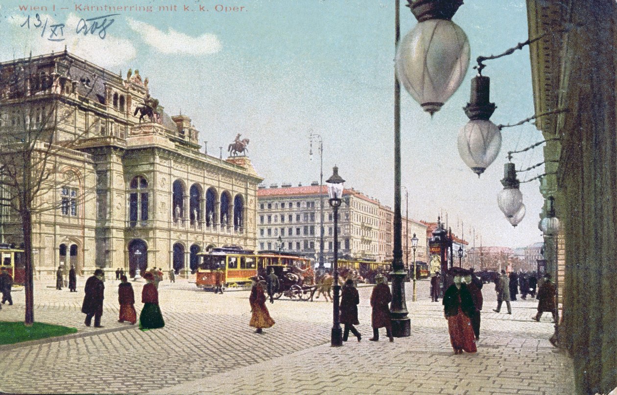 Kaerntnerring og den kejserlige og kongelige opera i Wien, 1908 af Austrian School