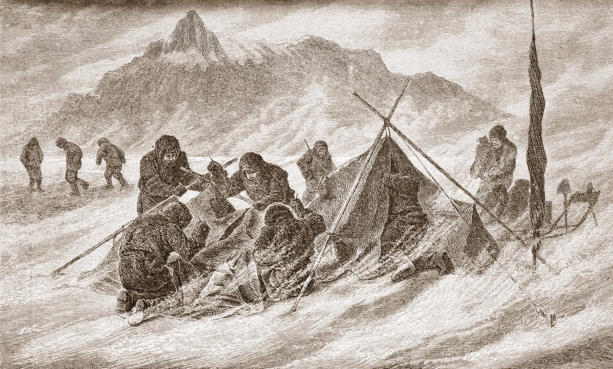 Rivningen er forstørret under en snestorm, 1876 af Austrian School
