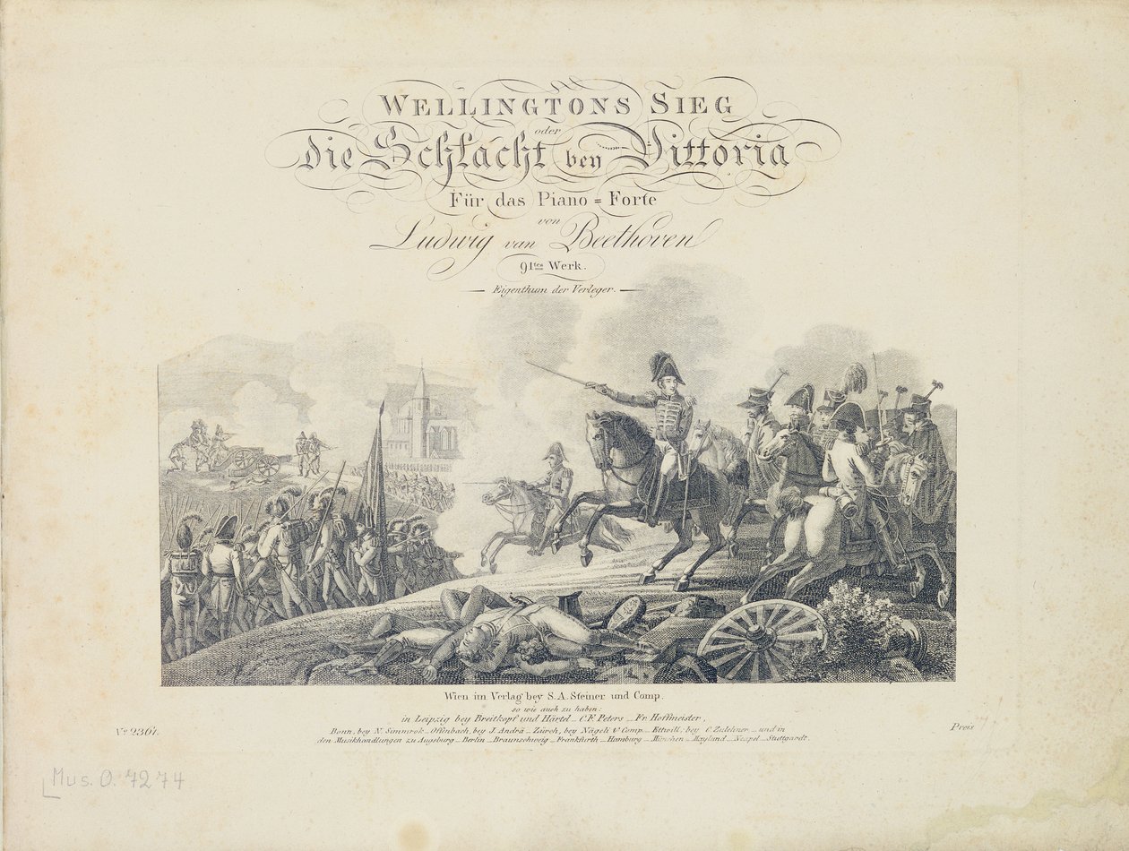 Titelblad fra Wellingtons Victory, Op. 91, udgivet af S.A. Steiner & Comp., Wien af Austrian School