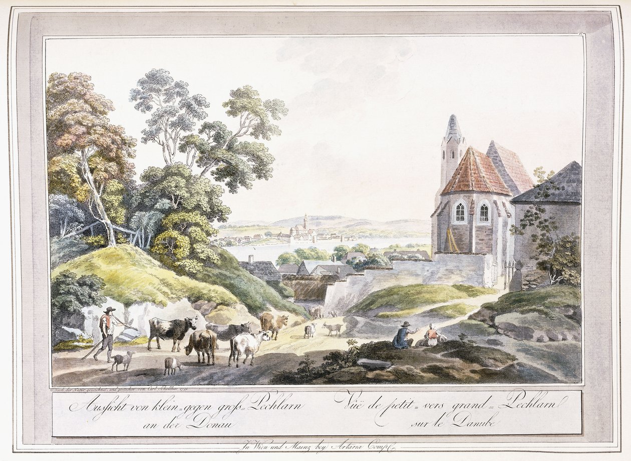 Udsigt over den lille og store Pechlarn ved Donau, 1779-1792 af Austrian School