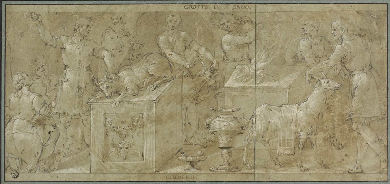 Aeneas og hans ledsagere forbereder dyr til ofring af Avanzino Nucci