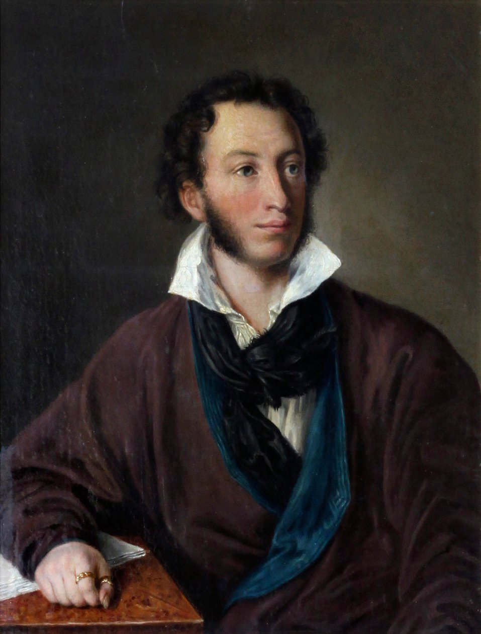 Portræt af forfatteren Alexander S. Pushkin 1799-1837 Kopi efter V. Tropinin, 1827 af Avdotya Petrovna Yelagina