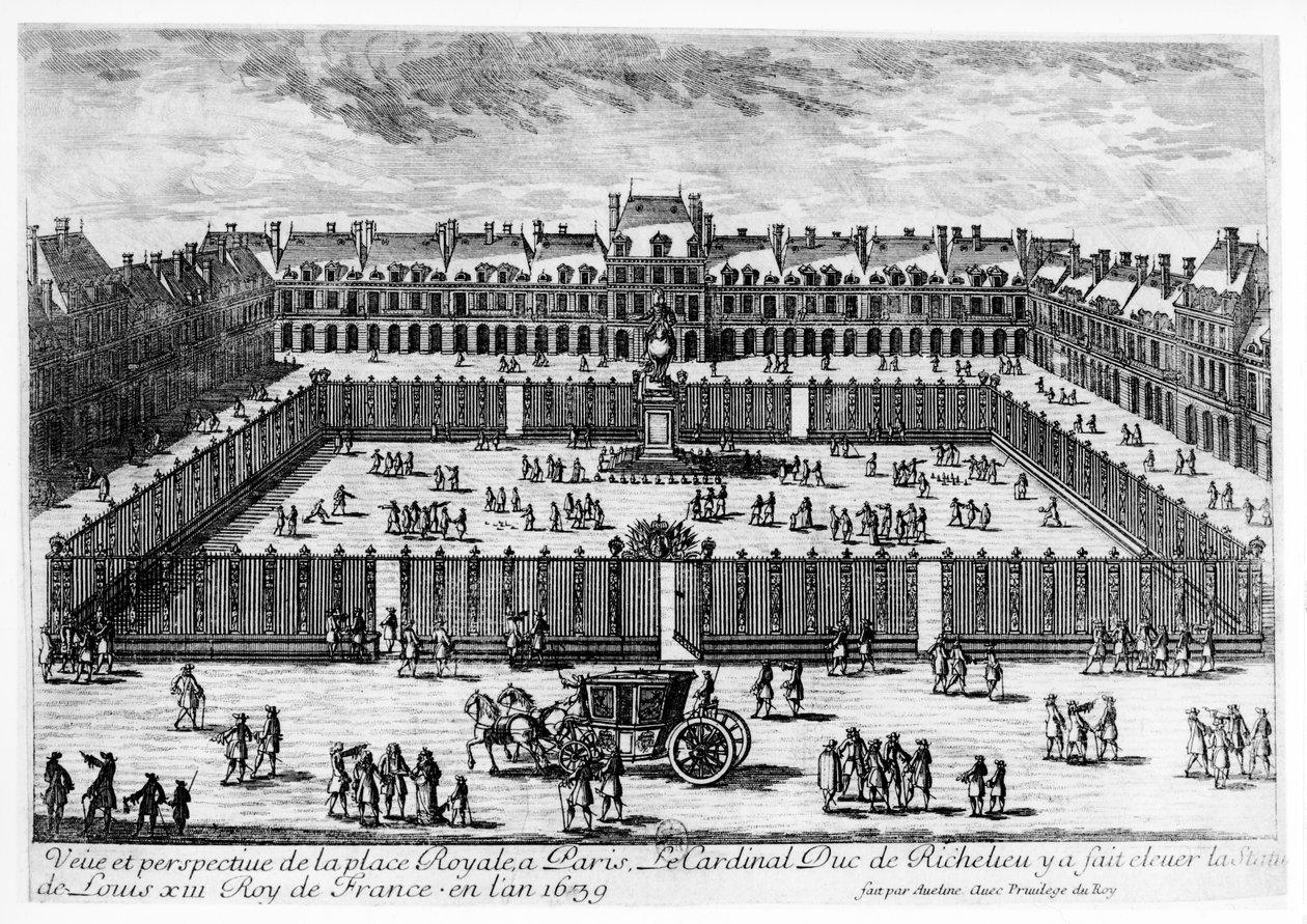 Perspektiv udsigt over Place des Vosges af Aveline Family