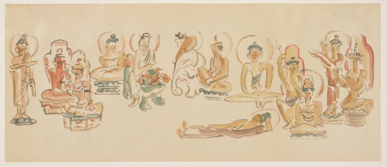 (Asakusa Kannon-tempel karikaturer B), ca. 1900 af Awashima Kangestu
