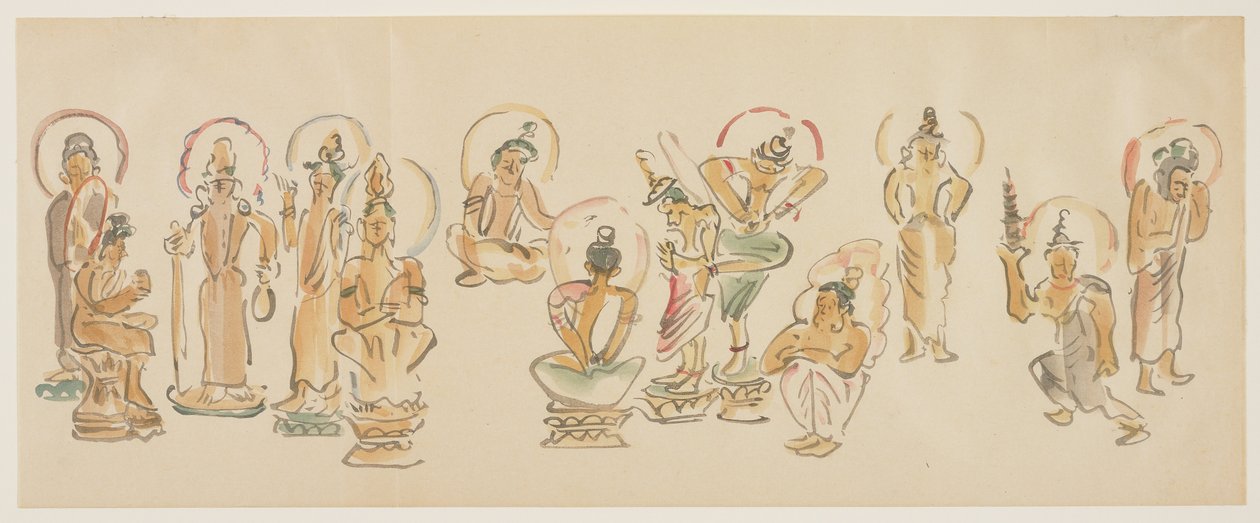 (Asakusa Kannon tempelkarikaturer C), ca. 1900 af Awashima Kangestu