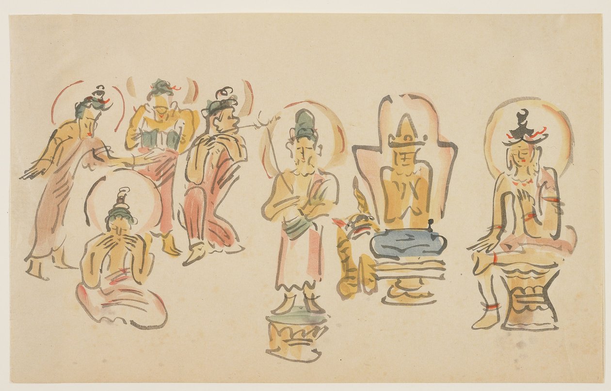 (Asakusa Kannon tempelkarikaturer A), ca. 1900 af Awashima Kangestu