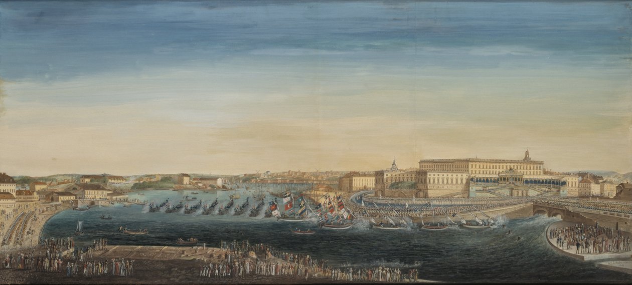 Akklamationen af kong Carl XIV Johan af Sverige (1763-1844) 1818 (gouache på lærred) af Axel Frederick Cederholm