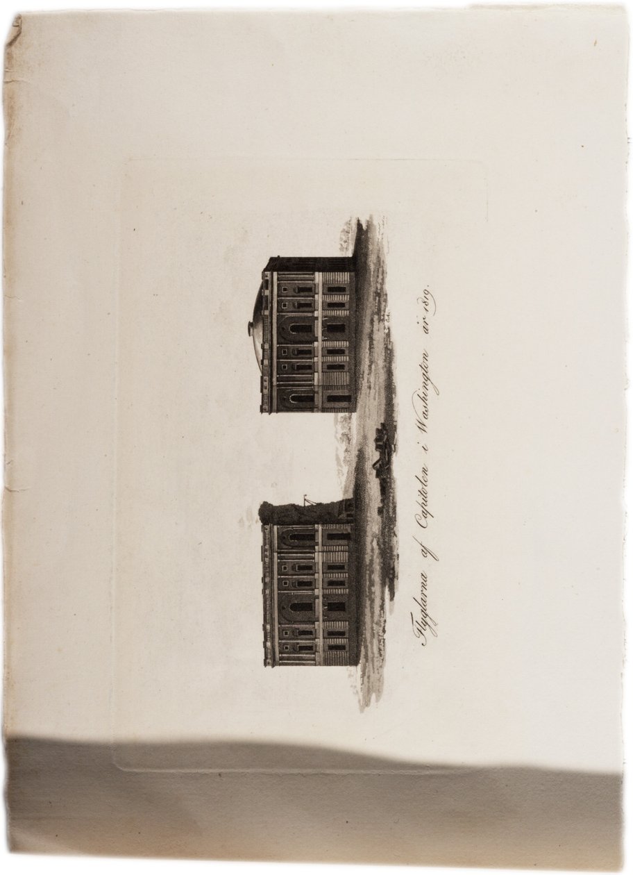 Wings of the Capitol, Washington, i 1819, fra et atlas over USA, 1824 (akvatint) af Axel Leonhard Klinckowström