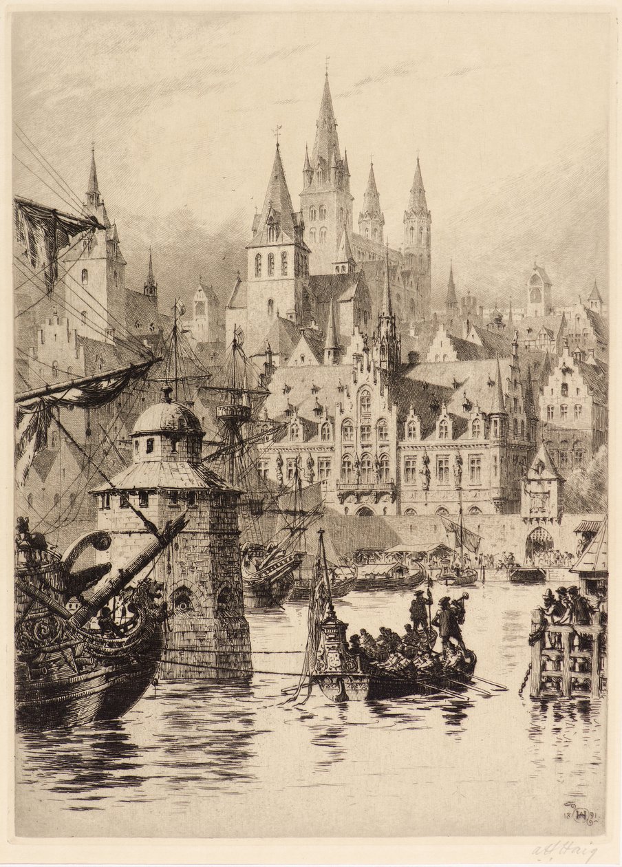 Gotiske tårne og flod, Köln af Axel Haig
