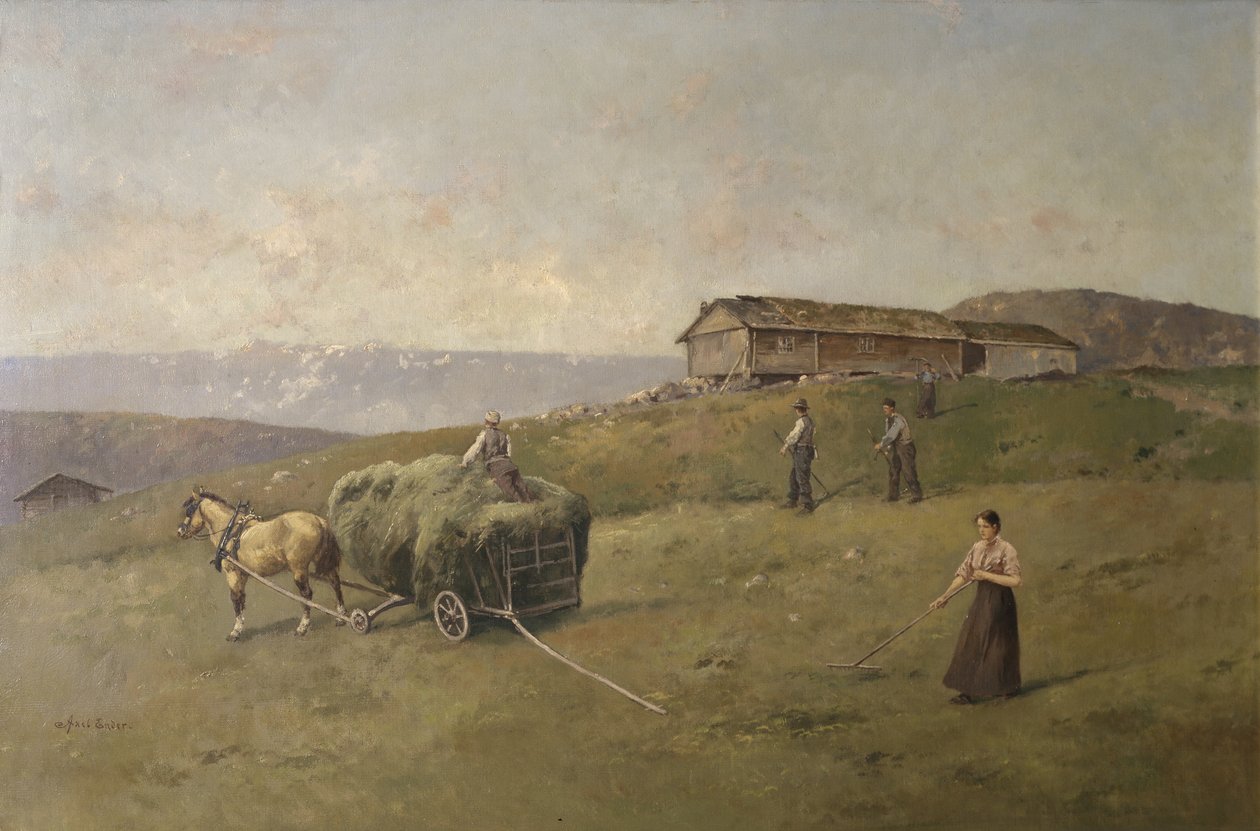 Driving Hay (olie på lærred) af Axel Hjalmar Ender