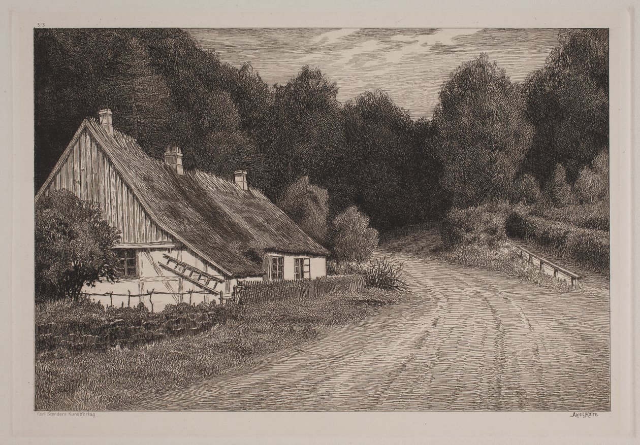 Bondehus ved skoven af Axel Holm